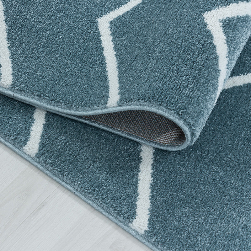 Low-pile floor rug - Smoothly Weave Blue/White