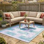 Retro Indoor Outdoor Rug - Pop Lines Lilac