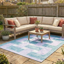 Retro Indoor Outdoor Rug - Pop Lines Lilac