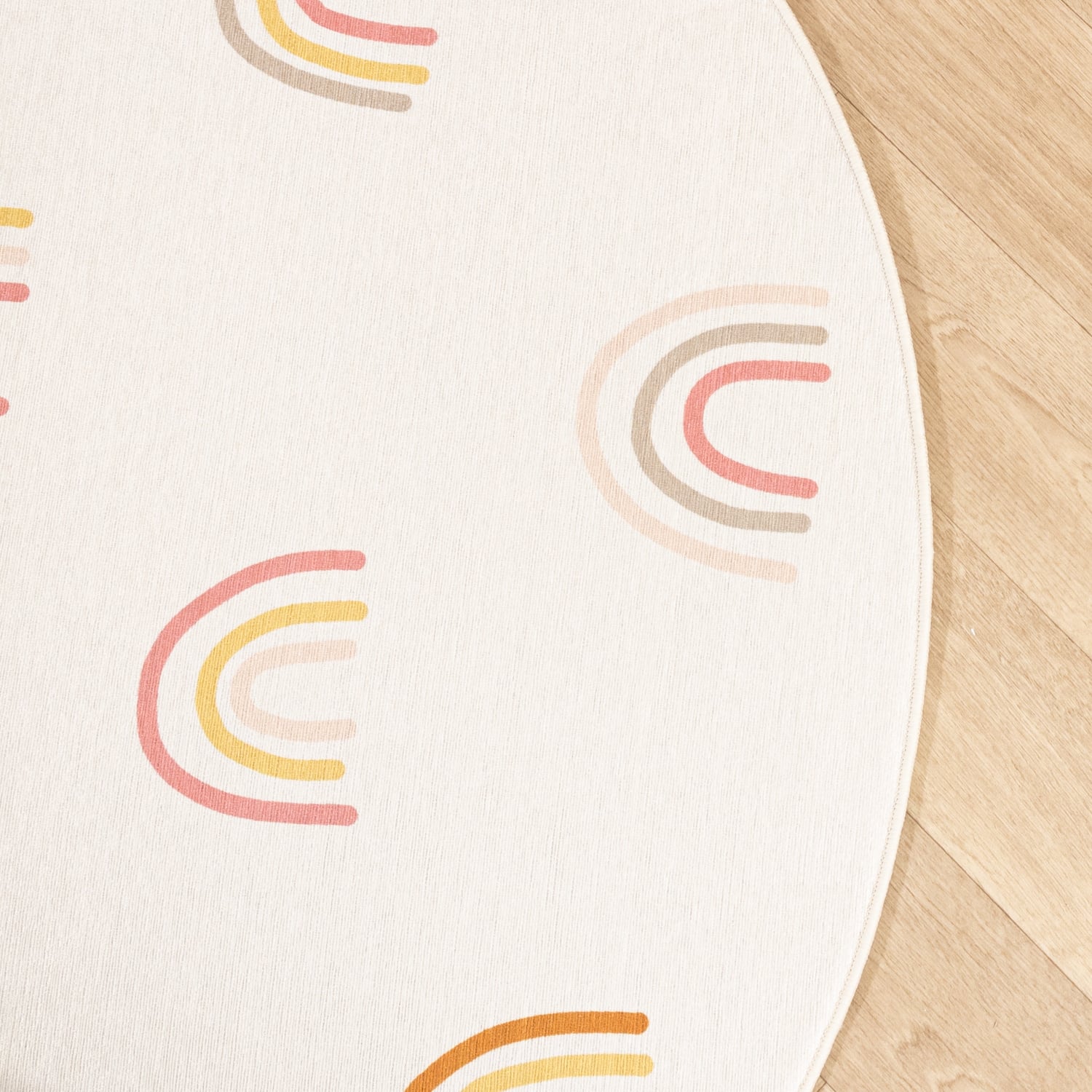 Round Washable Kids Rug - Evi Rainbow Multicolour