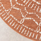 Round Modern Outdoor Rug - Porto Aztec Terracotta