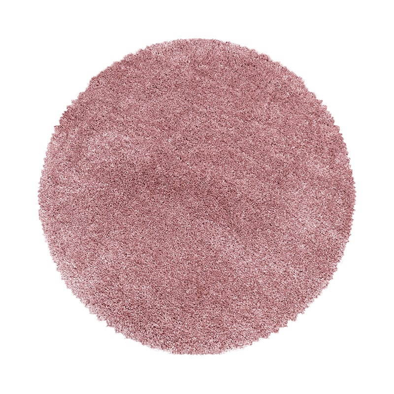 Round High-Pile Floor Rug - Fuzzy Pink