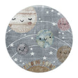 Round children's rug - Fleurtje Planets Grey