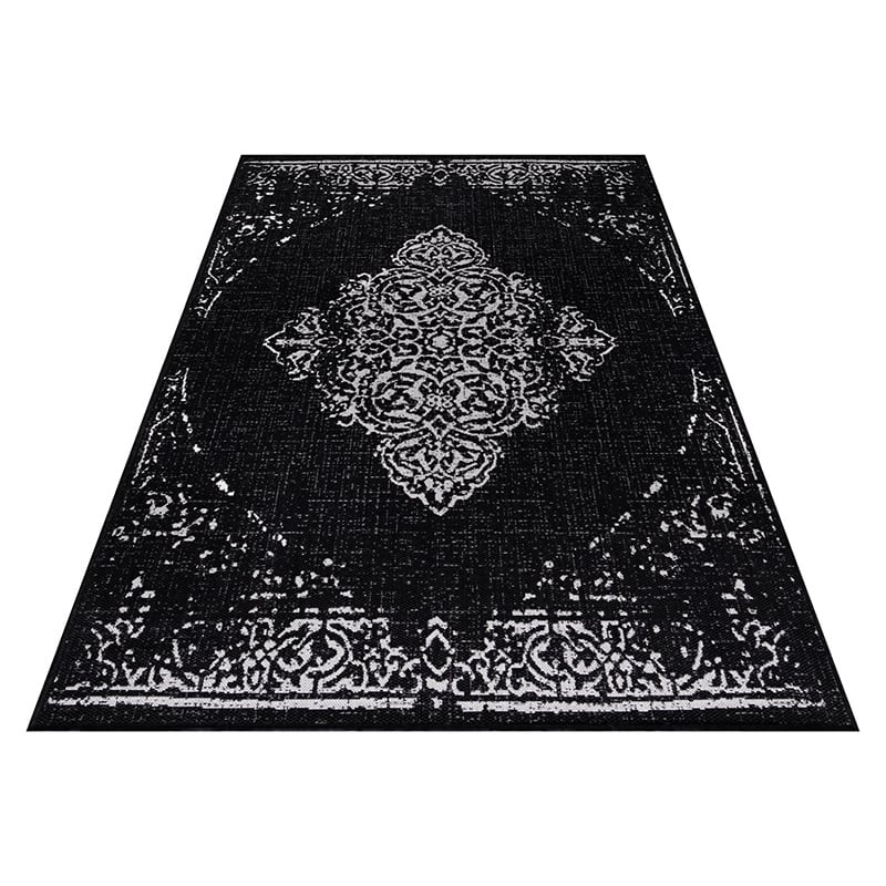 Vintage outdoor rug - Sunara Medallion Black