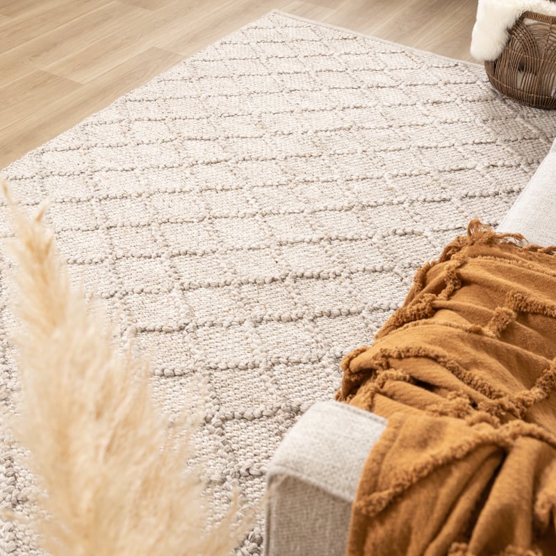 Wool Woven Rug - Knit Beige