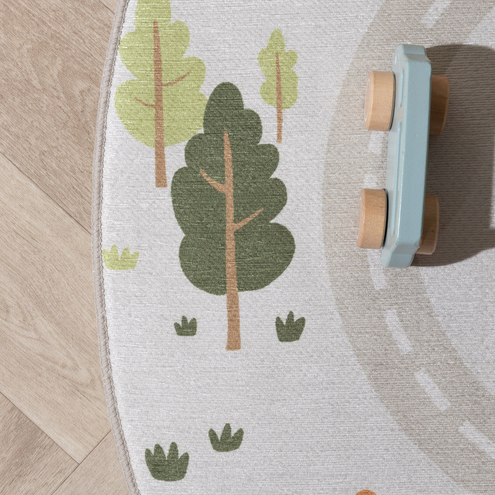 Round Play Rug Car - Rocky Ride Grey