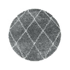 Round Berber Rug - Agadir Lines Grey/Cream