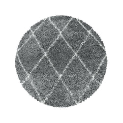 Round Berber Rug - Agadir Lines Grey/Cream