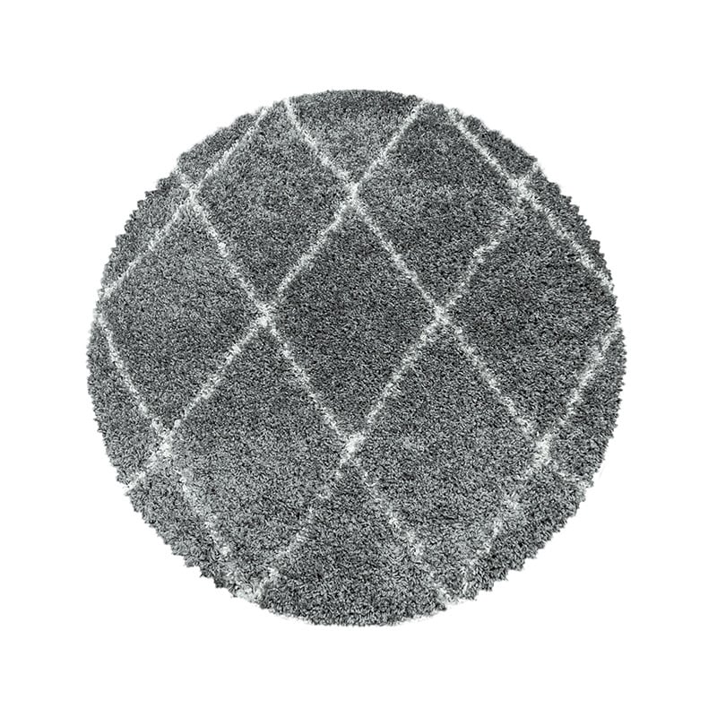 Round Berber Rug - Agadir Lines Grey/Cream