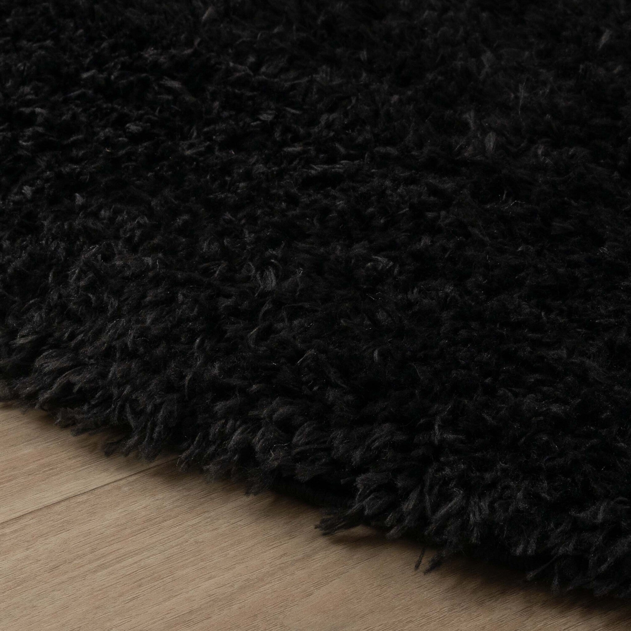 Oval Shaggy Rug - Blaze Black