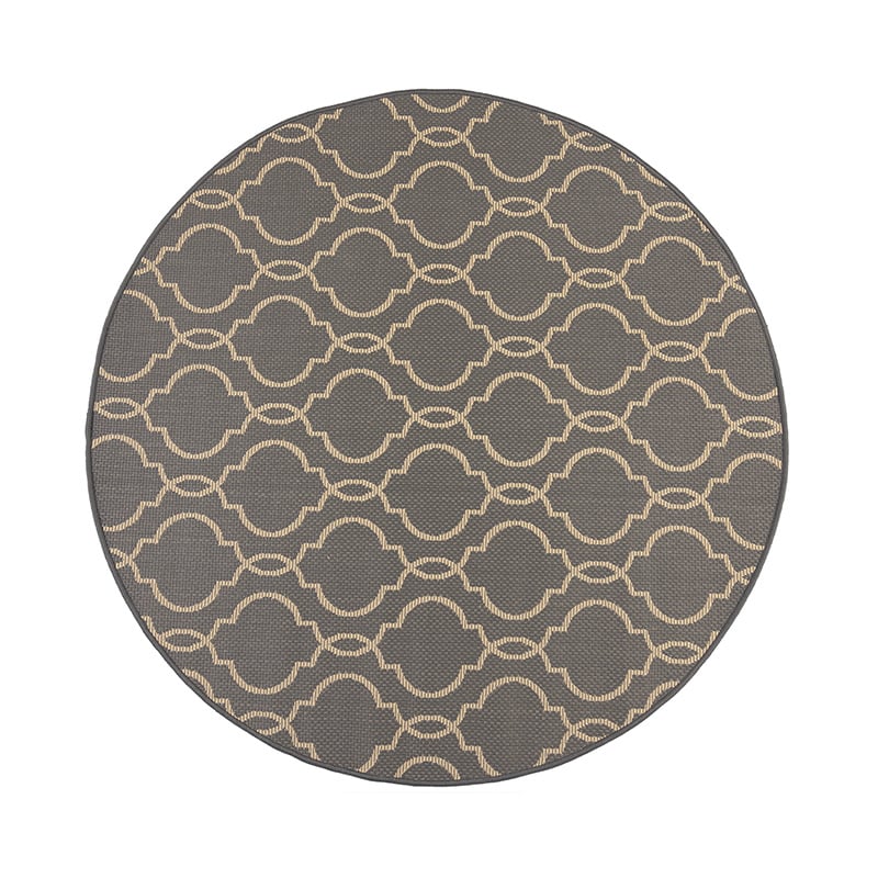 Round Outdoor Rug - Floreno Milan Anthracite/Beige
