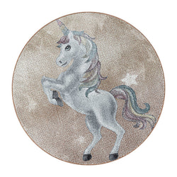 Round Children's Floor Rug Unicorn - Fleurtje Yellow