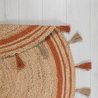 Round jute floor rug - Lunaro Natural/Terracotta
