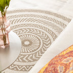 Round Jute Outdoor Rug - Nomad Aztec Cream