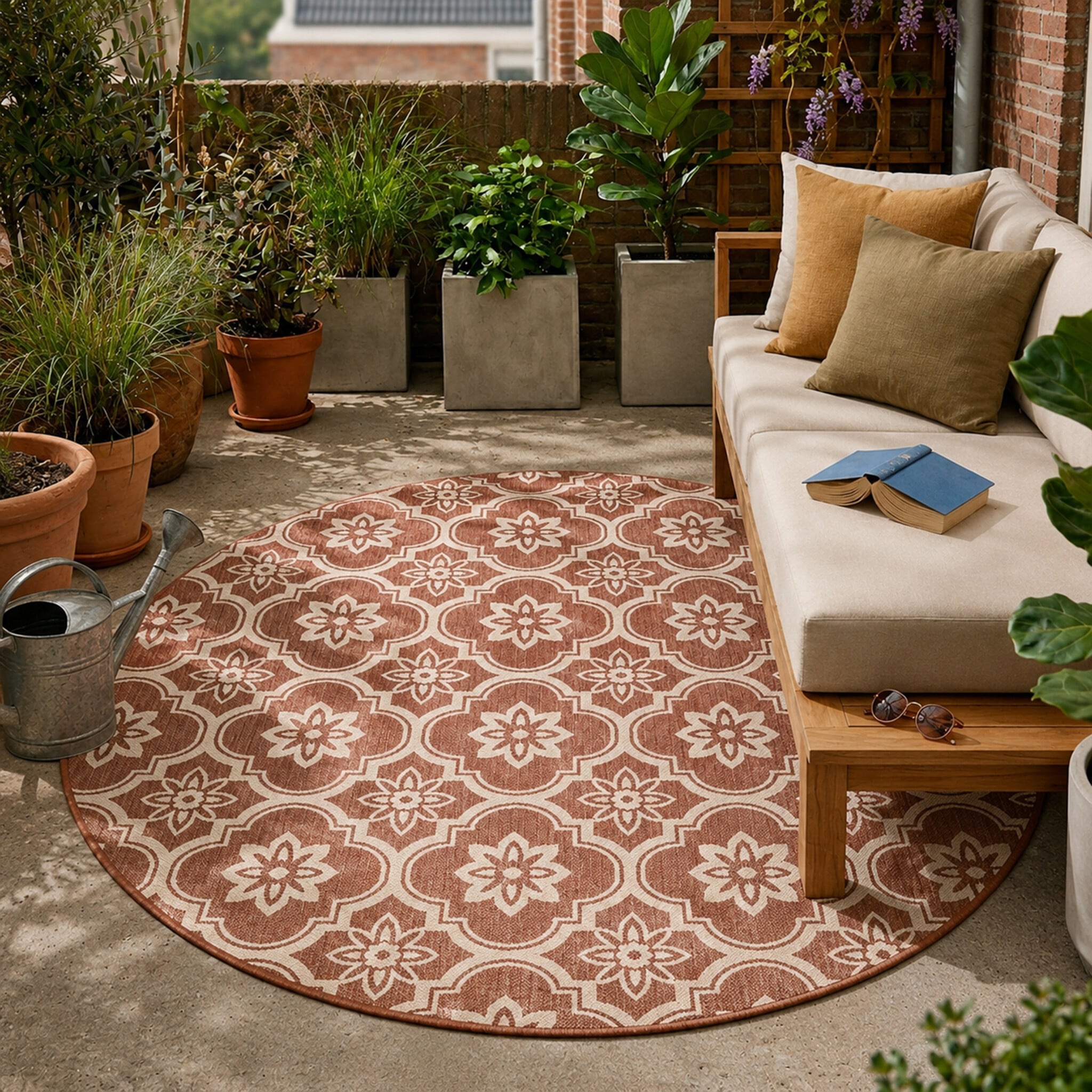 Round Outdoor Rug – Rio Flower Pink