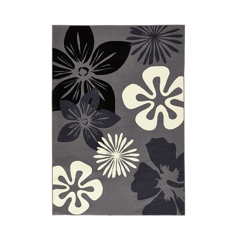 Floral floor rug - Gloria Flora Gray