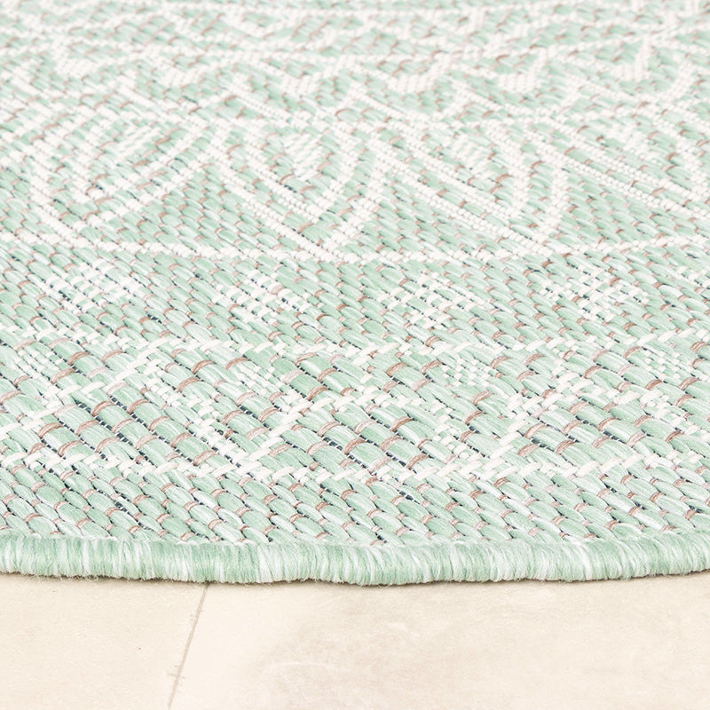 Round Outdoor Rug - Summer Azteca Mint