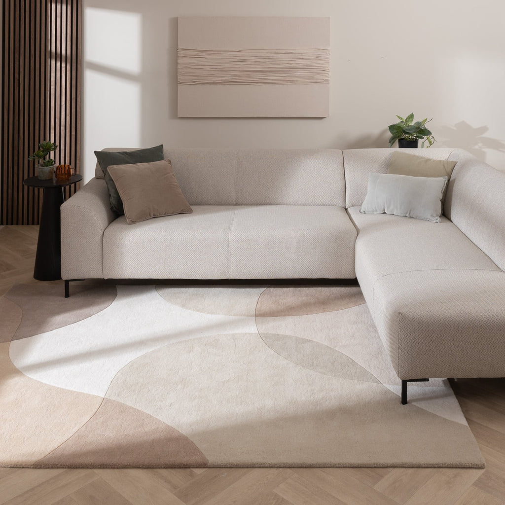 Wool Abstract Rug - Clarice Cream/Beige