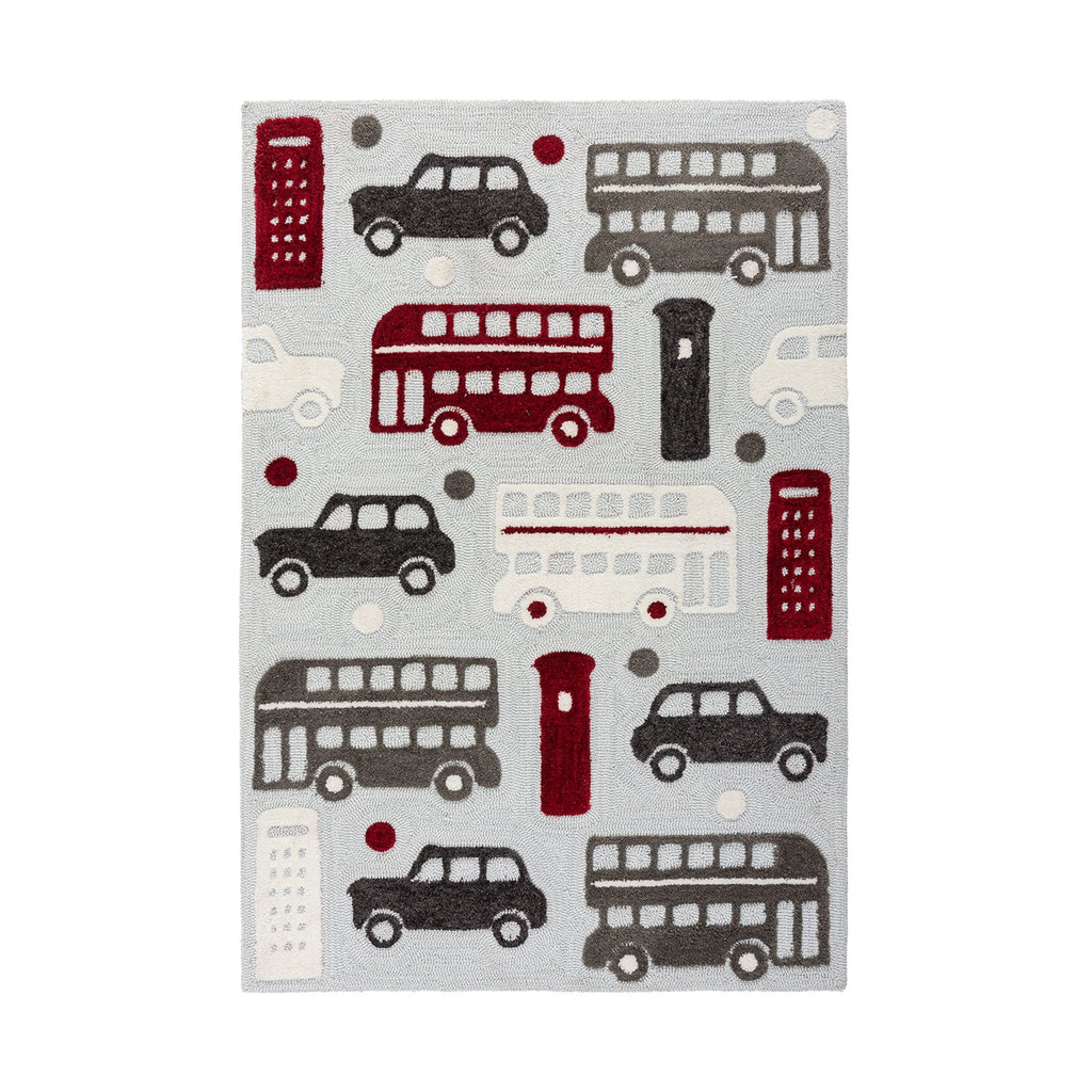 Children's floor rug - Zesto City Grey/Red