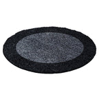 Round High-pile Floor Rug - Edge Black