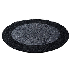 Round High-pile Floor Rug - Edge Black