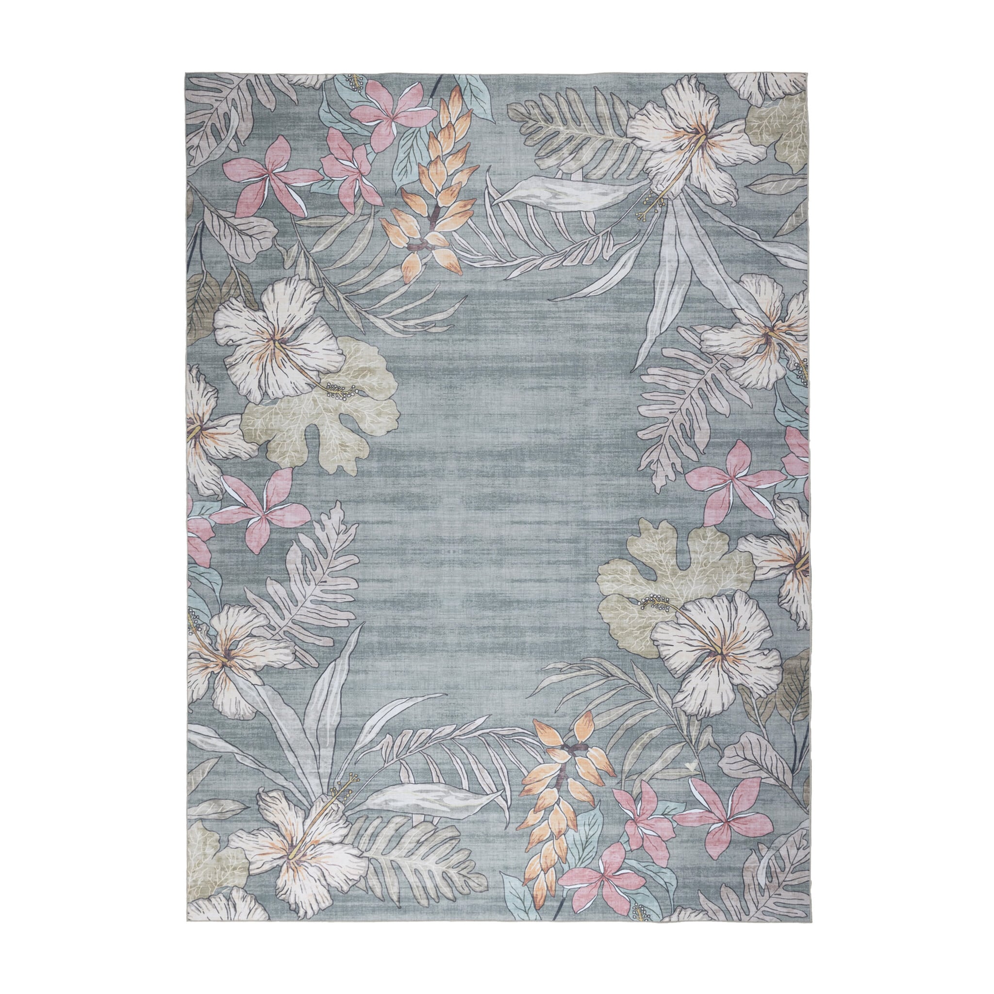 Outdoor rug flowers - Poppy Olive green
