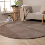 Round washable rug - Clean Brown