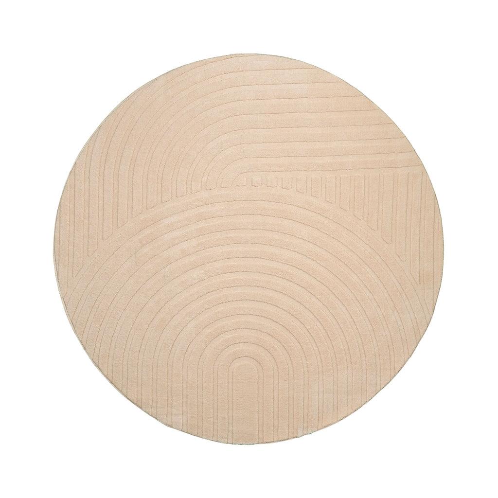 Round Scandinavian Rug - Charm Curves Beige