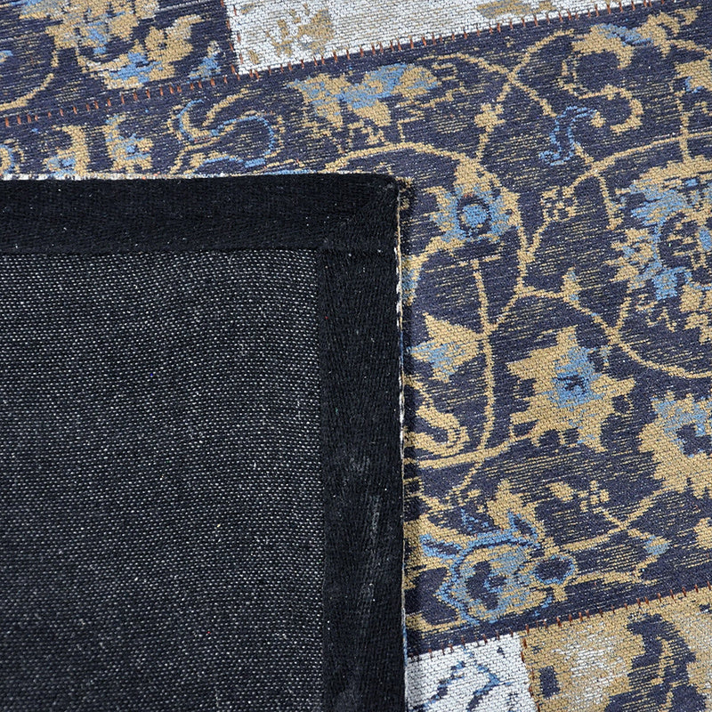 Patchwork floor rug - Delany Gray/Blue