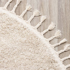 Round High Pile Rug - Lofty Fringe Cream/White