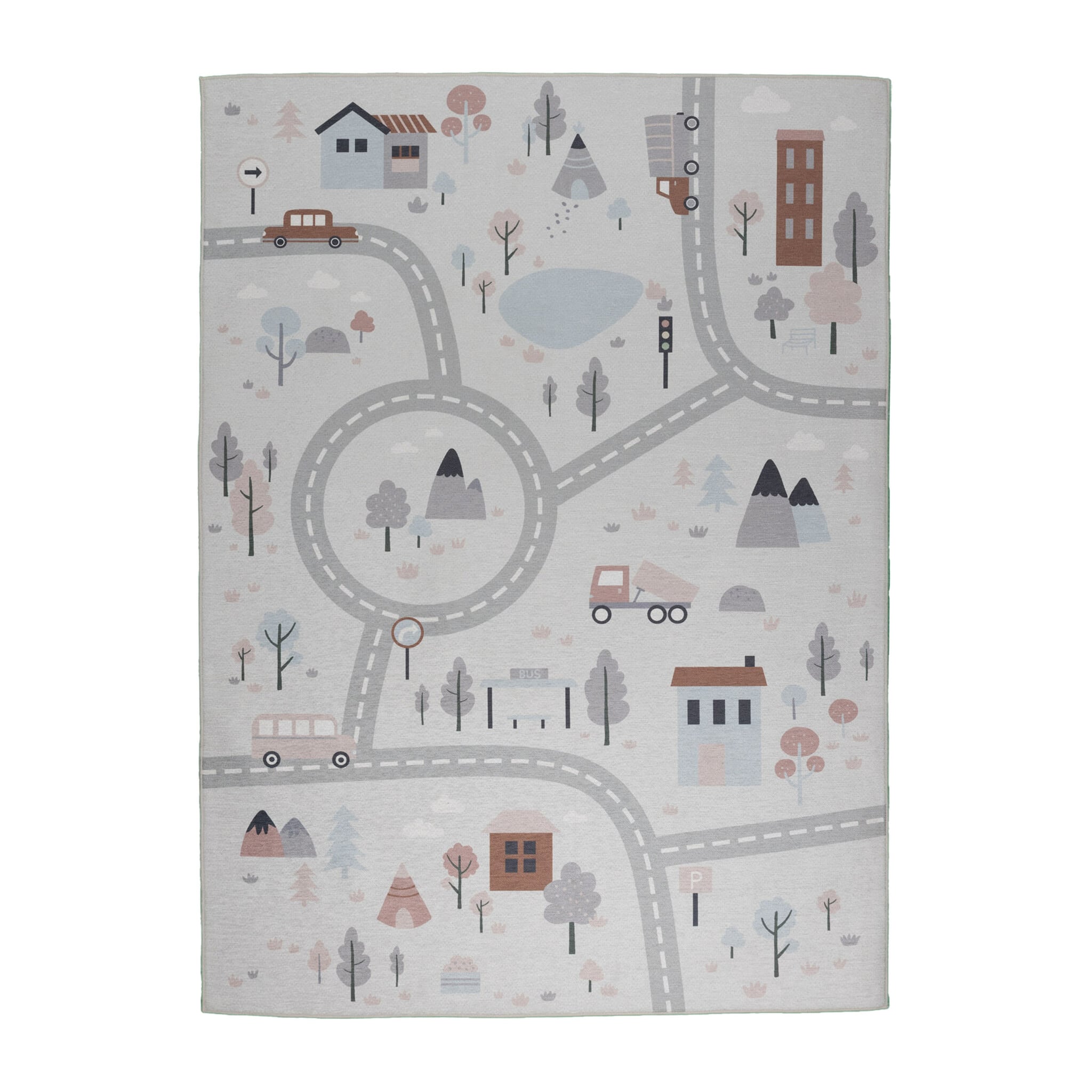 Car Play Rug - Rocky Ride White