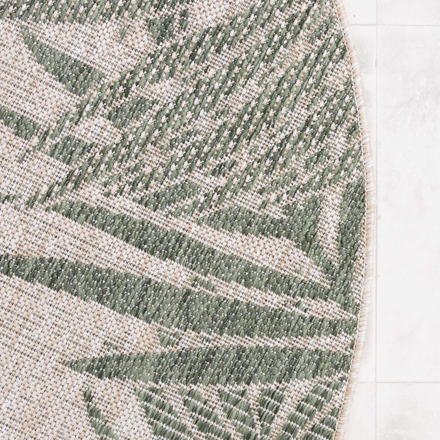 Round Outdoor Rug - Tiga Edge Green