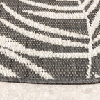 Round Outdoor Rug - Malta Leaves Black