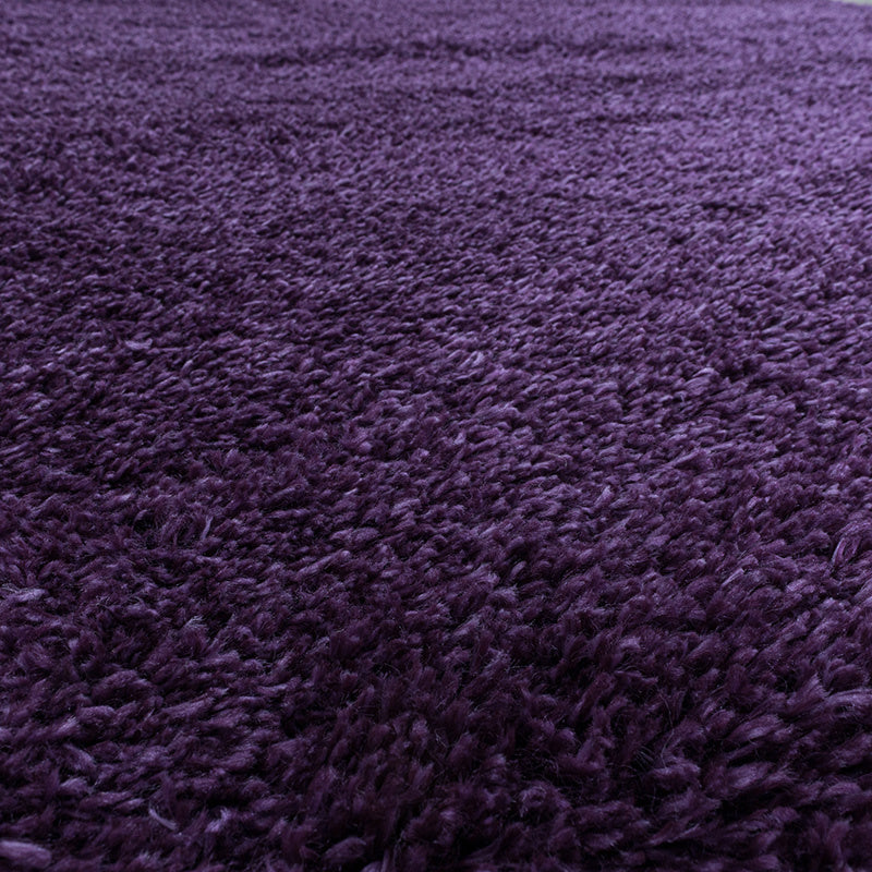 Round High-Pile Floor Rug - Fuzzy Purple