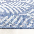 Round Outdoor Rug - Summer Leaves Blue