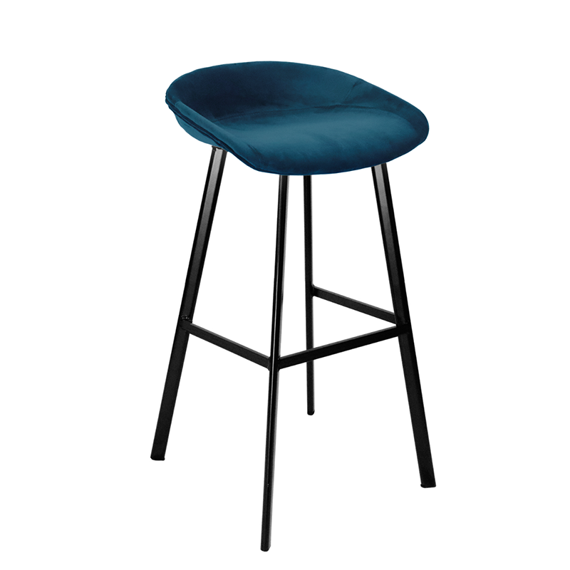 Velvet Bar Stool - Dark Blue