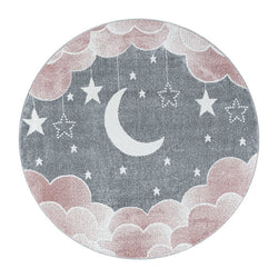 Round children's floor rug - Fleurtje Moon Pink