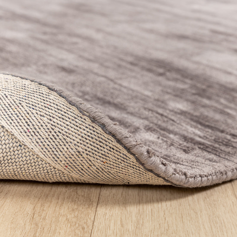 Round Viscose Rug - Pearl Grey