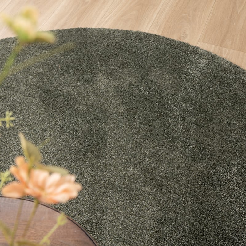 Round Washable Rug - Clean Green
