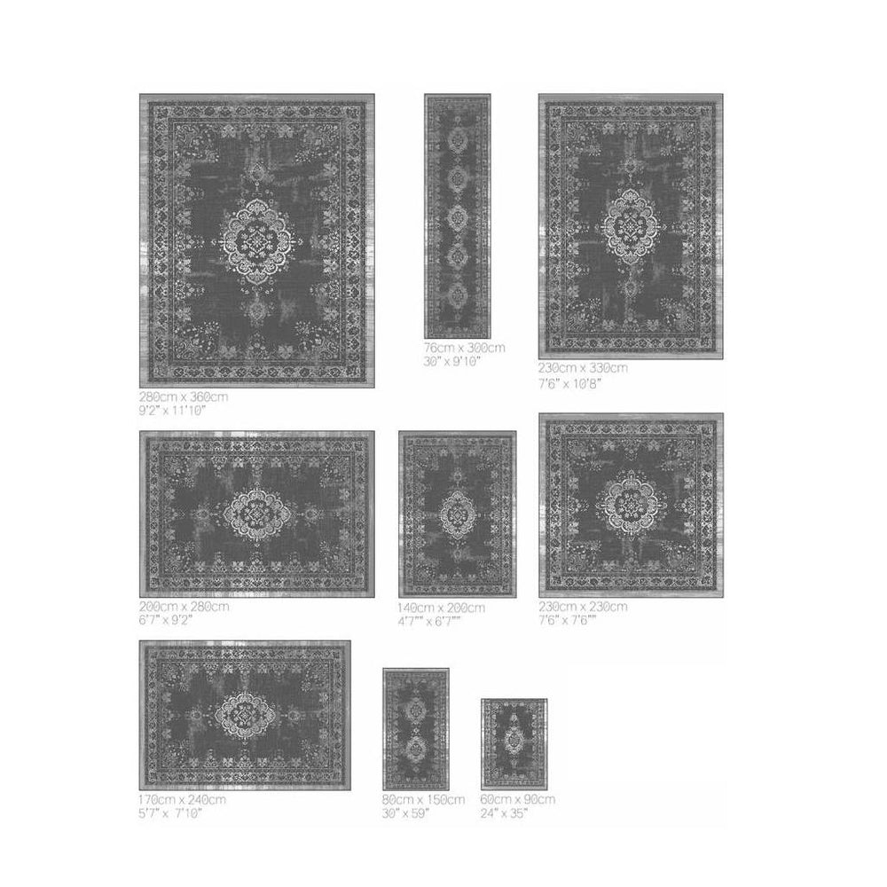 Vintage Floor Rug - The Fading World Grey Ebony 8257