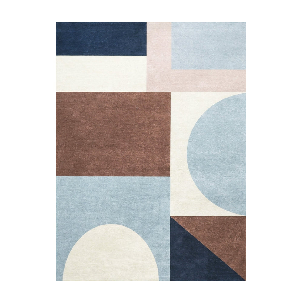 Geometric Rug – Swing Shapes Blue/Brown