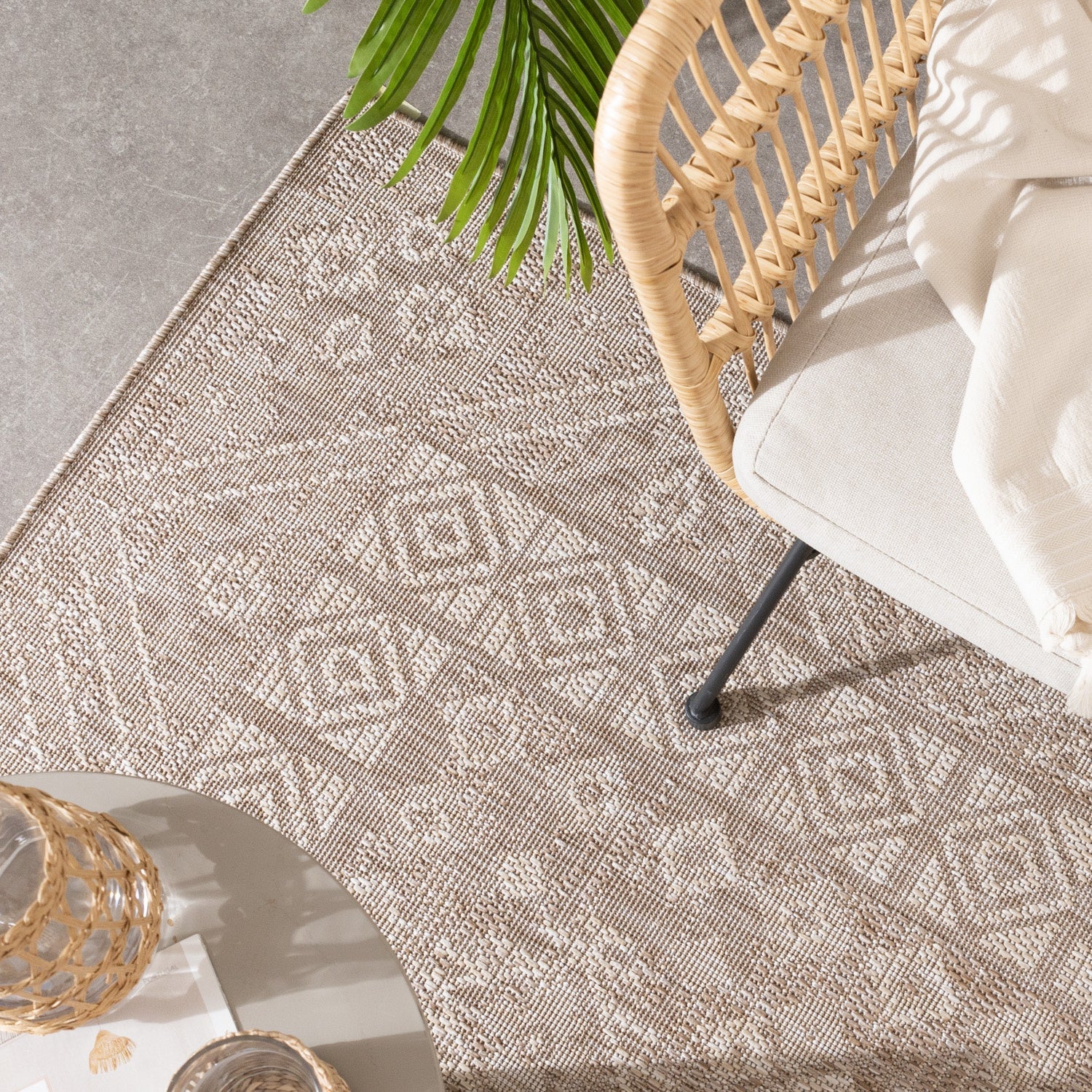 Jute Outdoor Rug - Atlas Aztec Brown/Cream