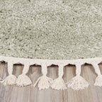 Round High Pile Rug - Lofty Fringe Mint