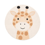Round Washable Children’s Play Rug – Sammy Giraffe Beige