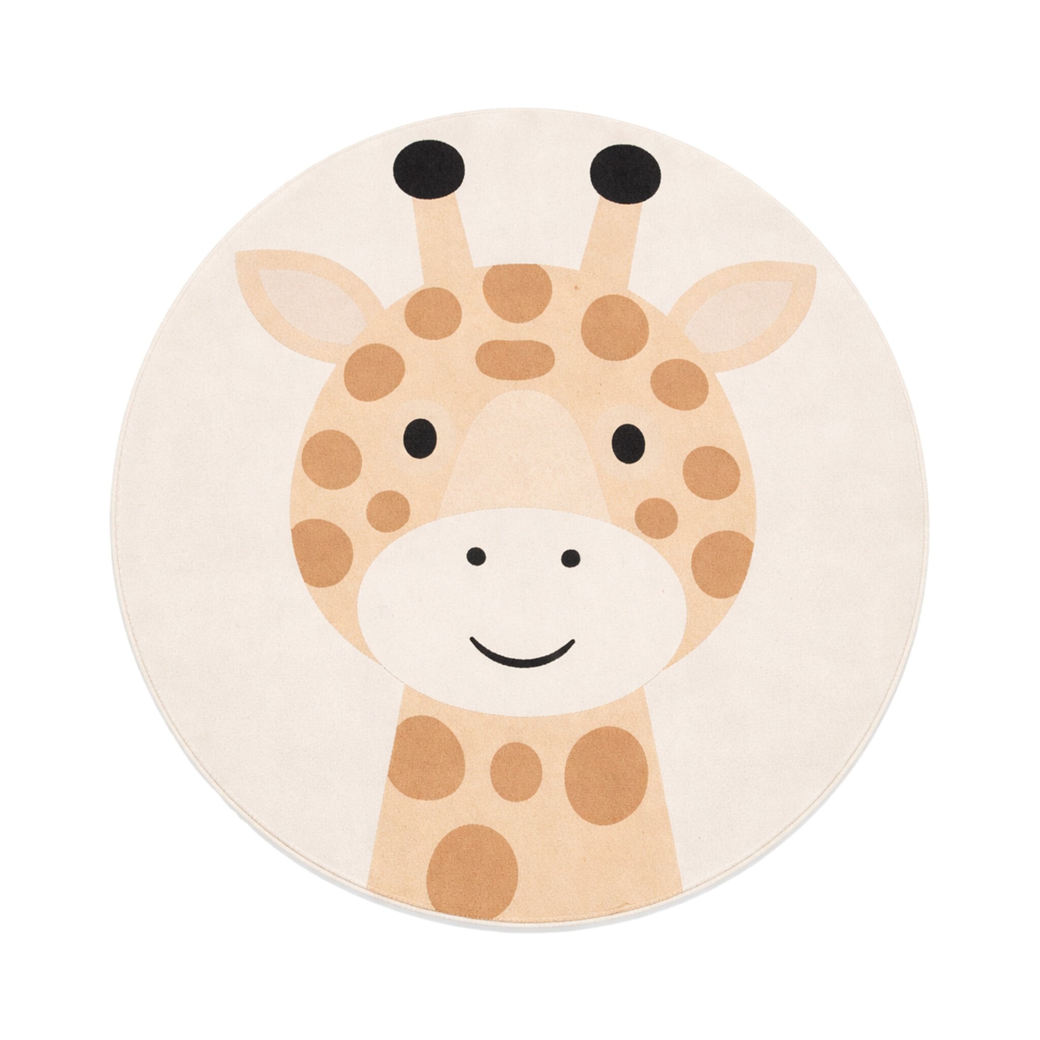 Round Washable Children’s Play Rug – Sammy Giraffe Beige