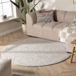 Round Wool Rug - Feline Grey/Blended