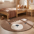 Round Washable Kids Rug - Sammy Bear Brown