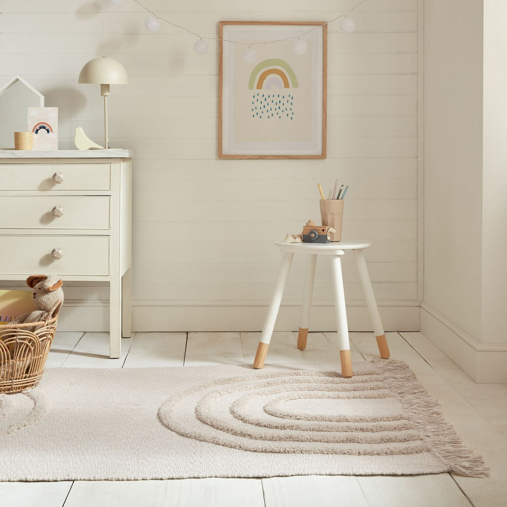 Hand-made Children's Floor Rug - Anuro Rainbow Cream