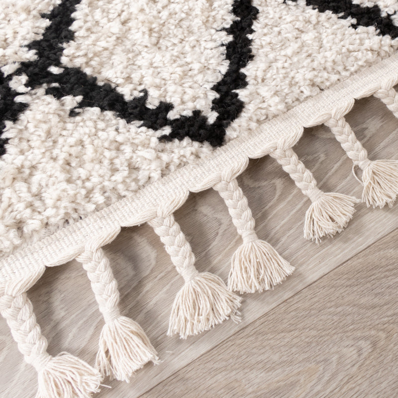 High Pile Rug - Grand Diamond Weave Cream/Black