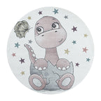 Round children's floor rug - Fleurtje Dino Pink